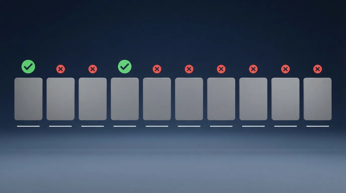 Een rij casinologo's met een groen vinkje of rood kruis bij bankoverschrijving