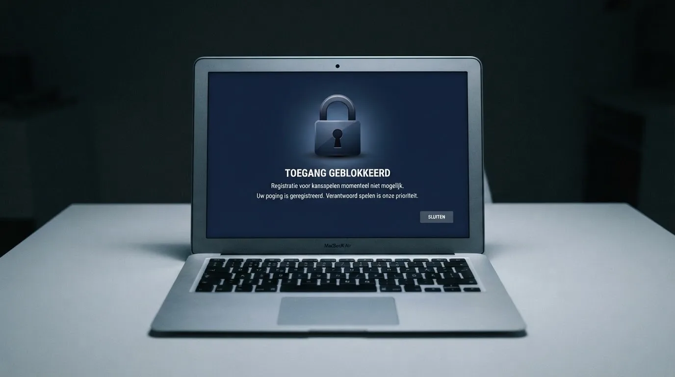 Een scherm met een Cruks-registratie en een slot-symbool dat toegang blokkeert