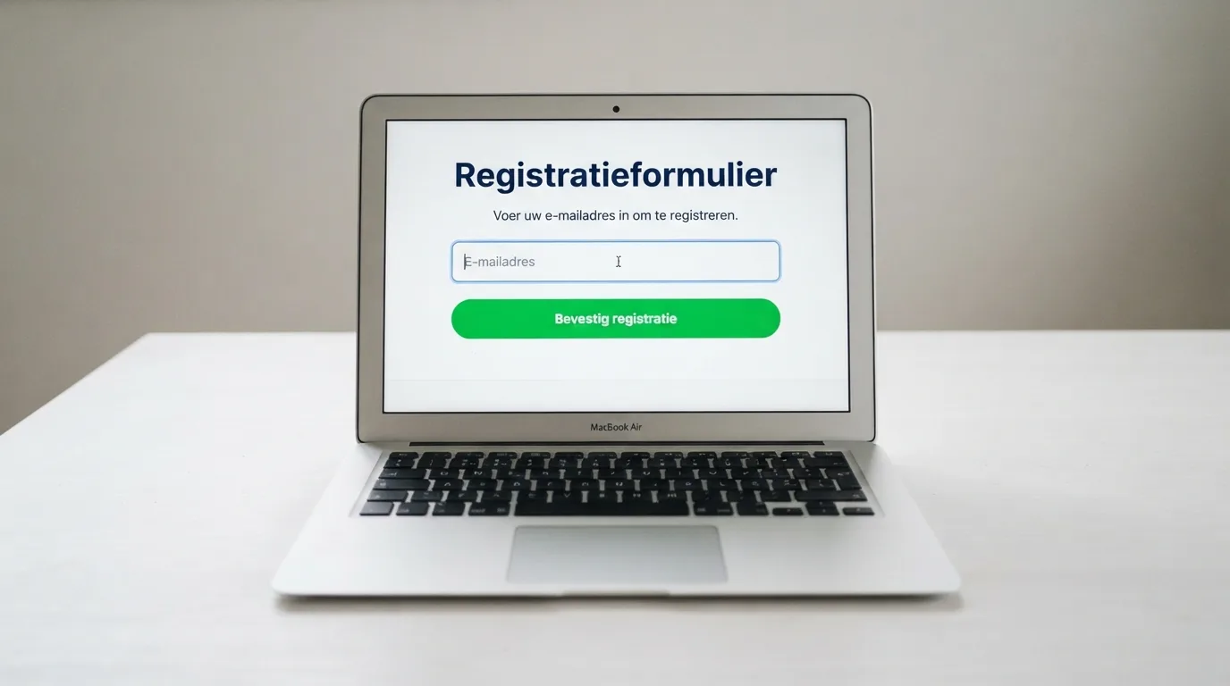 Het inschrijvingsscherm van het Cruks-register op een laptop