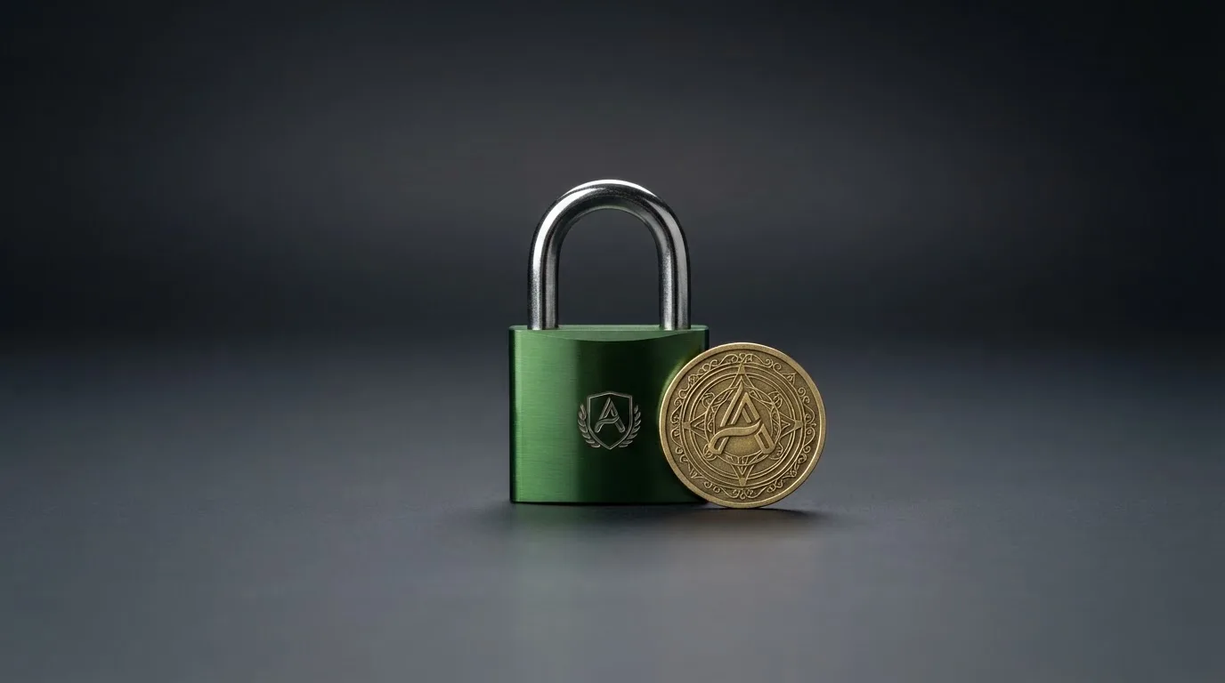 Het logo van de Kansspelautoriteit met een groen slotje en het woord 'Vergunning' op een donkere achtergrond