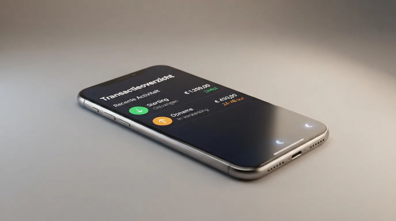 MuchBetter-transactieoverzicht met storting- en opnamestatussen in de app