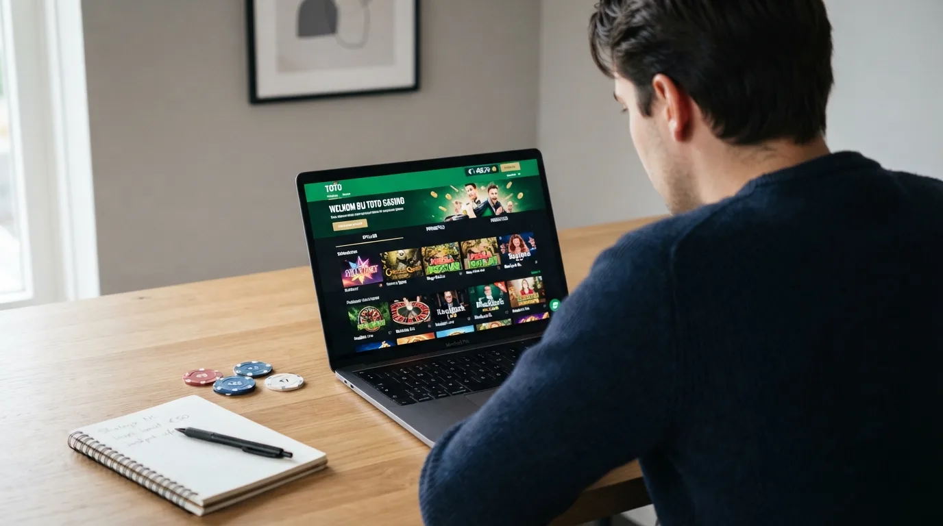 Een vergelijkingstabel met tien casino's, hun vergunning en bonus op een beeldscherm